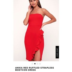 Red Strapless Midi Dress
